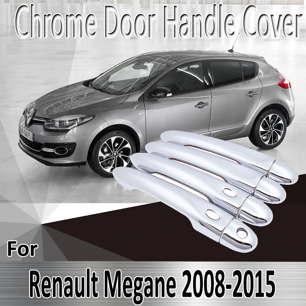 for Renault Megane III Scala 2008~2015 Styling Stickers Decoration Chrome Door Handle Cover Refit Car Accessories