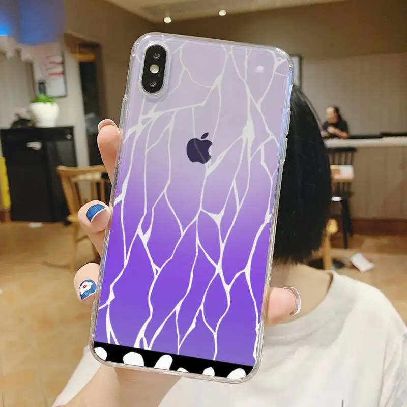 

Anime Demon Slayer Blade Butterfly Shirt Phone Case Transparent for iPhone 6 7 8 11 12 s mini pro X XS XR MAX Plus