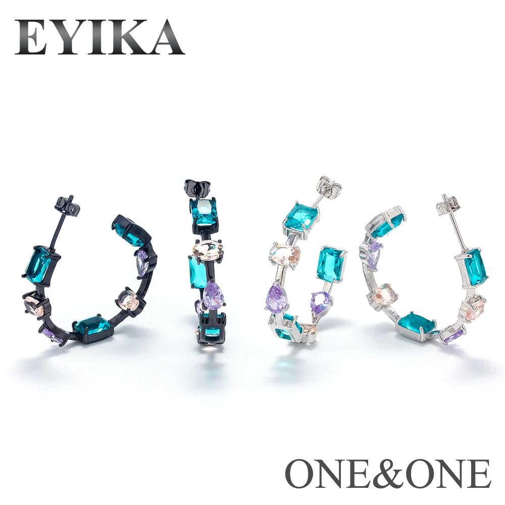 EYIKA очаровательные женские ювелирные изделия C форма смешанных цветов стеклянные