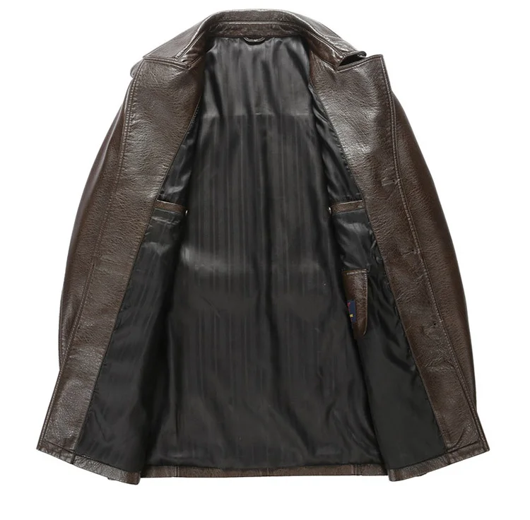 

Men's Winter Leather Jacket Casual Business Thick Faux Leather Jacket Mid Long Cotton Lining Jaqueta Couro Plus Size