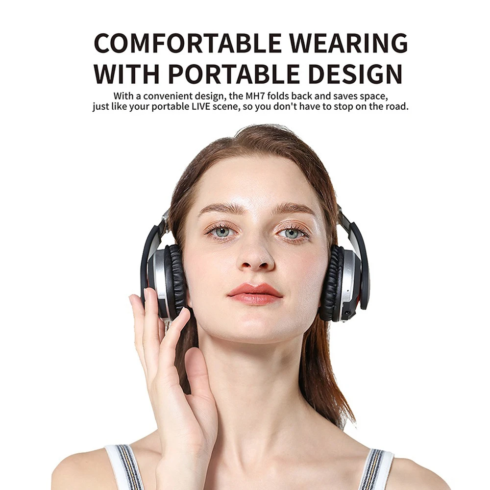 Беспроводные наушники MH7 Bluetooth-гарнитура складные игровые стереонаушники с