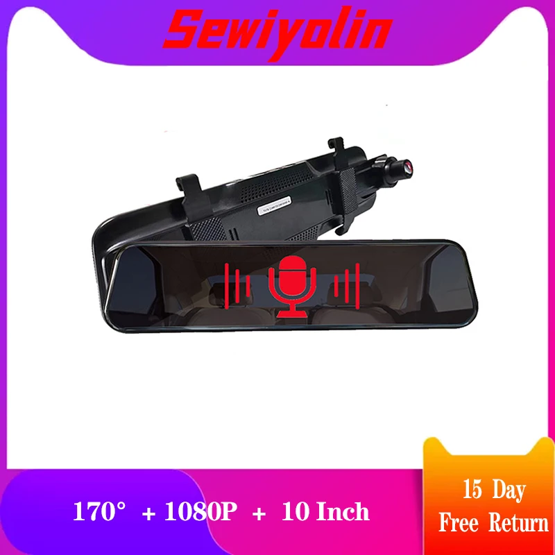 

Dash Cam 10 Inch 1080P Voice Control Car DVR Stream Media Car Cameras Mirror Auto Video Recorder Night Vision Dash Cam Rear