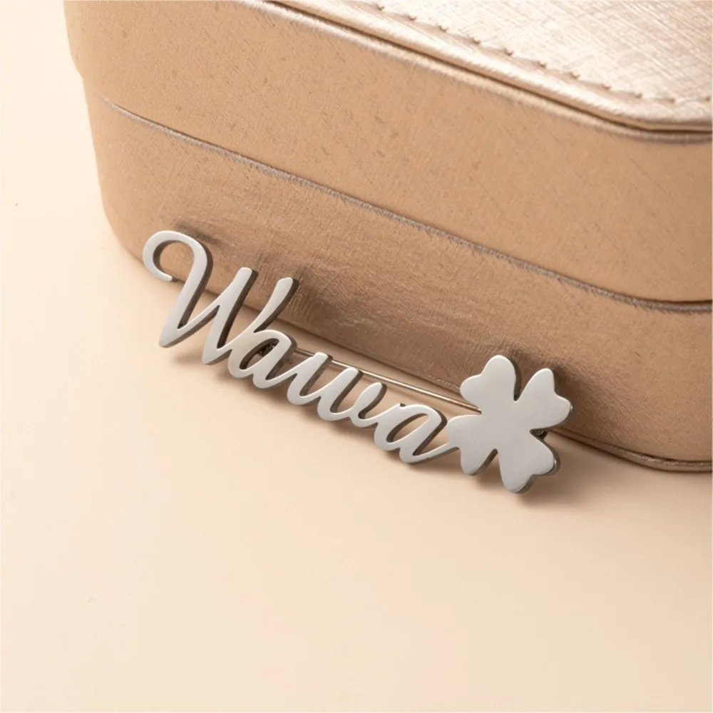 

3UMeter Custom Name Brooch Personalized Stainless Steel Name Brooch Logo Custom Broochs Women Gift Jewelry Dropshipping