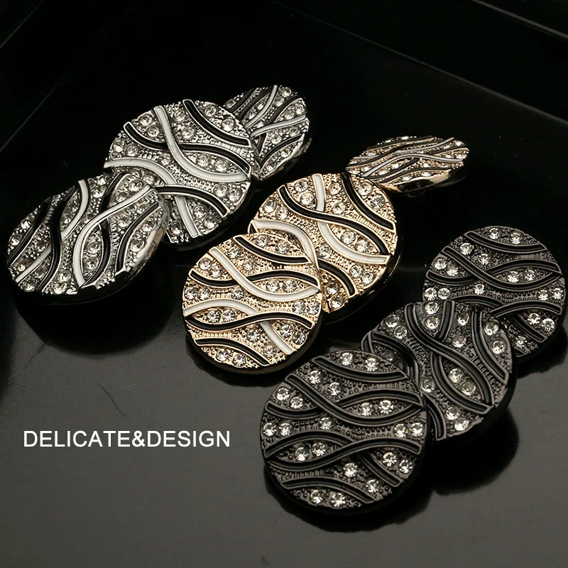 

Rhinestone Gold Silver Black Sprite Metal Decorative Buttons for Clothing Craft Needlework Sewing Botones 18 20 23 25mm 6pcs