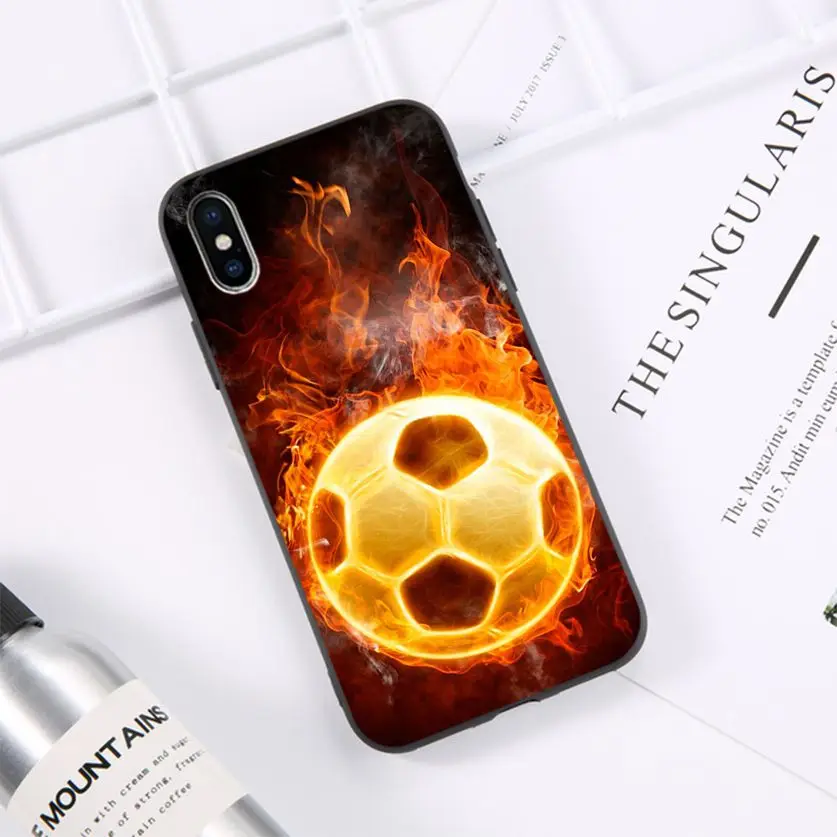 

HTxian Fire Football Soccer Ball DIY Luxury High-end phone Case for iPhone 11 pro XS MAX 8 7 6 6S Plus X 5 5S SE XR casese 2020