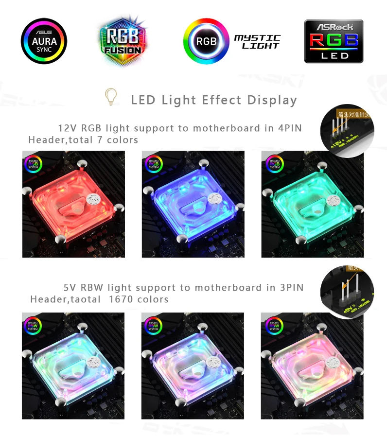 Bykski cpu водоблок используется для INTEL LGA1150 1151 1155 1156 2011X99 прозрачный RGB поддержка 5 в 3PIN GND разъем к материнской плате