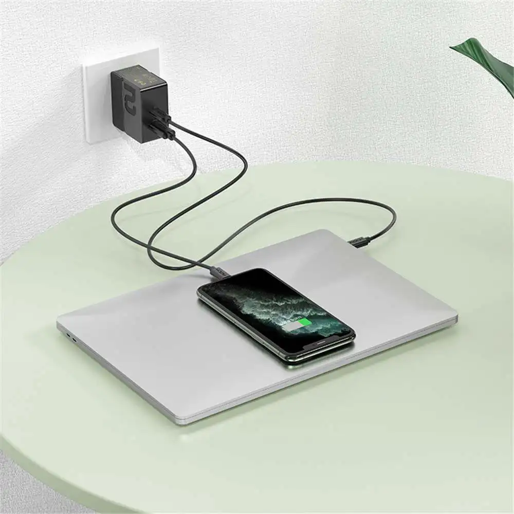 Зарядное устройство ROCK для телефона 65 Вт с двумя портами USB Type C PD быстрая зарядка