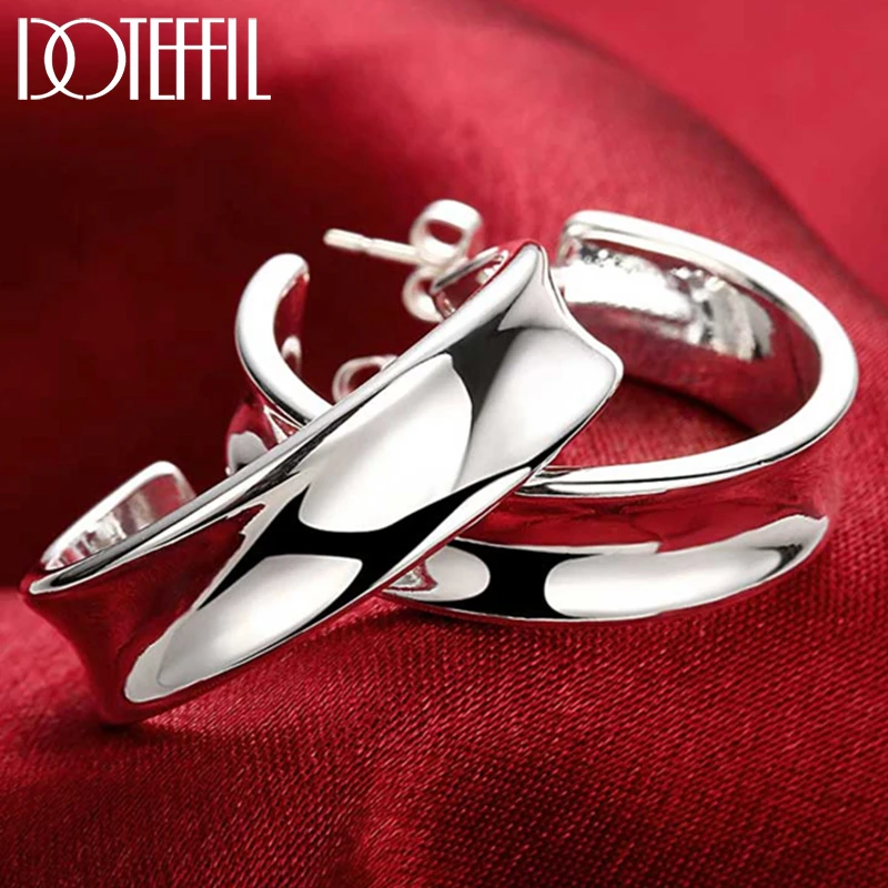 Серьги-кольца DOTEFFIL женские из серебра 925 пробы классические гладкие подарочные