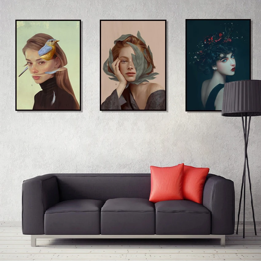 Скандинавский настенный постер с изображением красивой девушки абстрактный