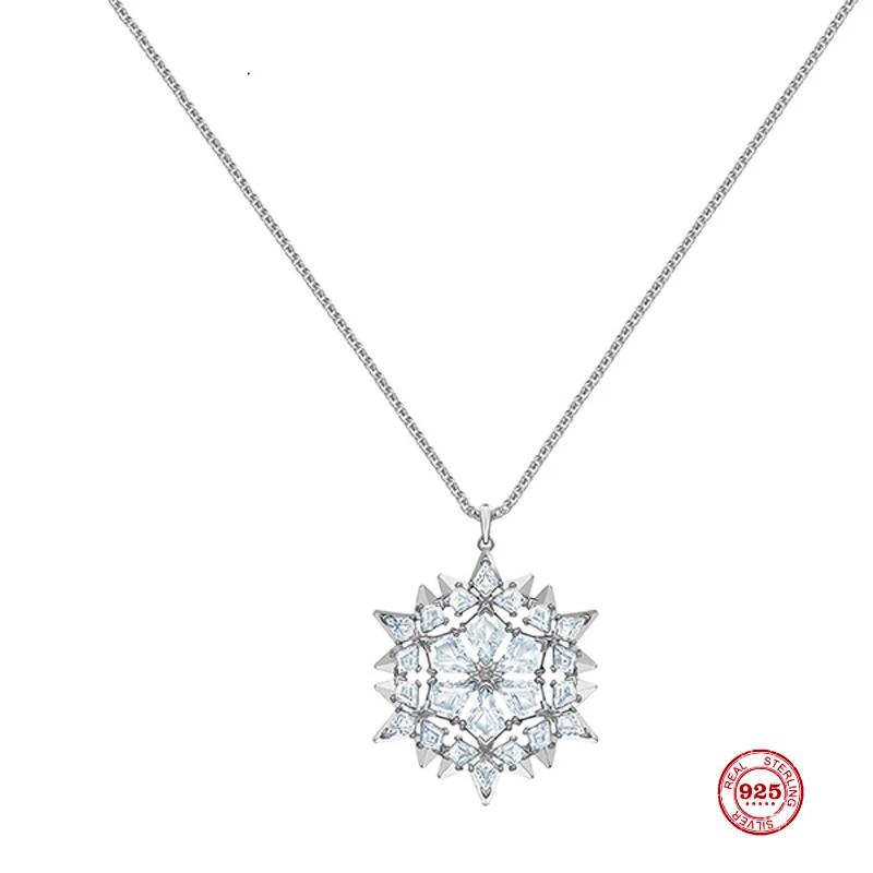 

2020 Fashion Charm Sterling Silver Original 1:1 Copy, Dreamy Elegant Snowflake Shape Wild Necklace Female Luxury Jewelry Gifts