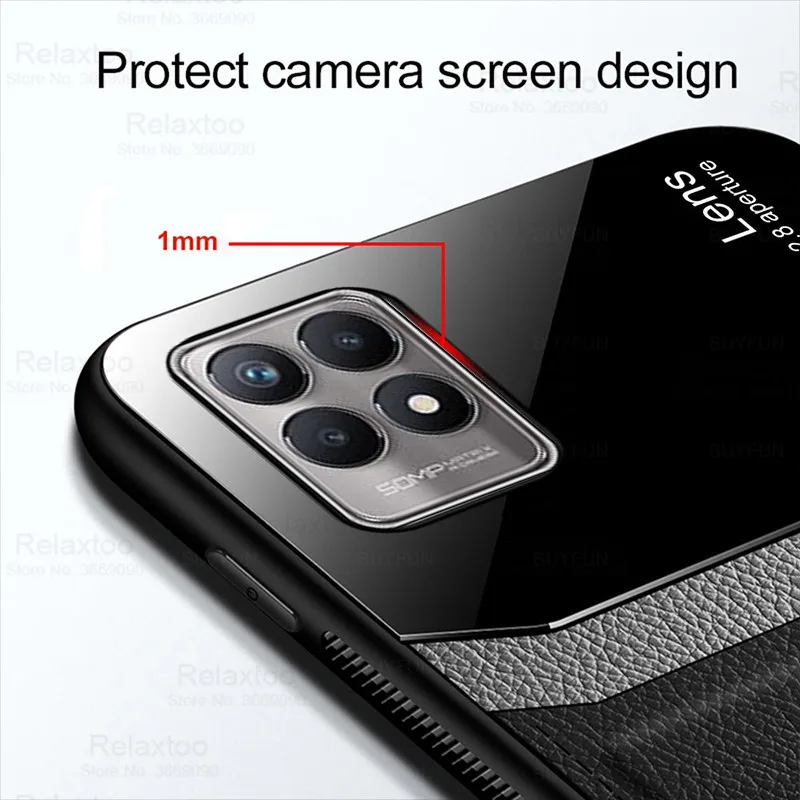 realmi 8i case leather texture plexiglass phone covers for realme 8i 8 i realme8i real me rmx3151 silicon frame shockproof coque free global shipping