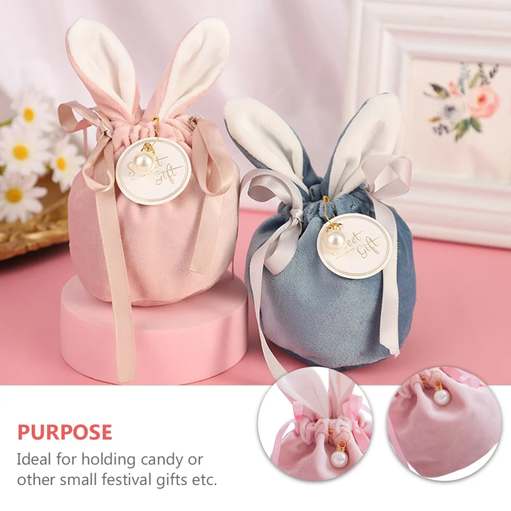 

1 Set Flannelette Rabbit Ear Candy Bags Lovely Candy Bags Candy Pouches