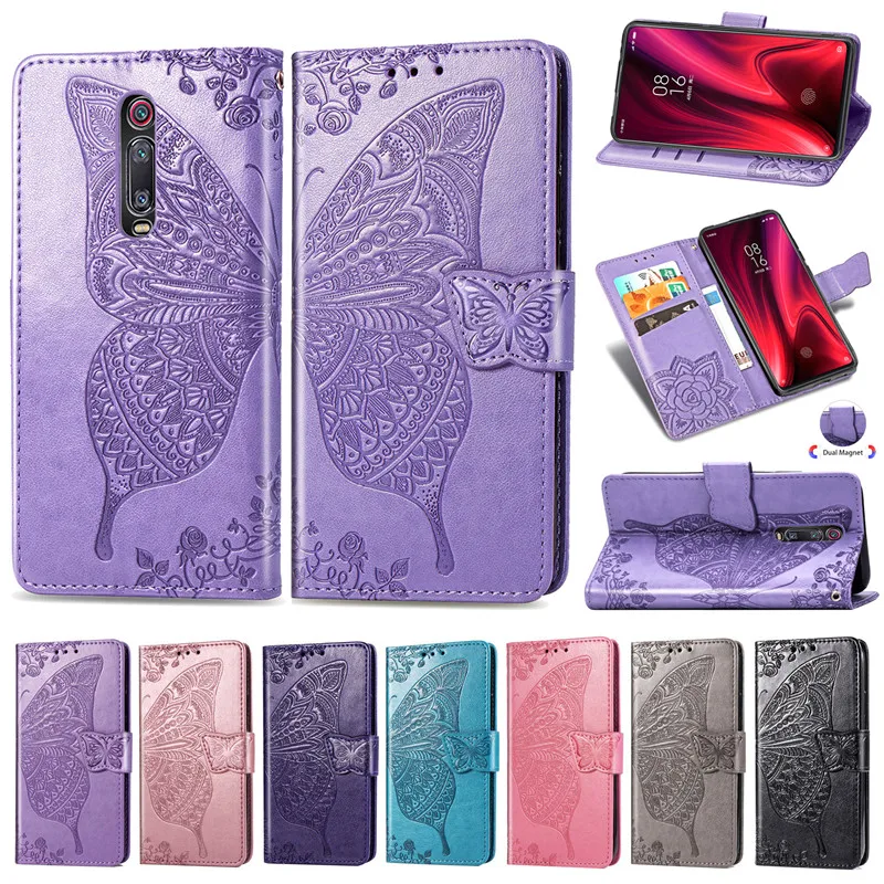 

Butterfly Embossed Leather Case For Xiaomi RedMi 10X 9C 9A 9 8 8A 7A 7 6 6A 5 K40 K30 K20 Pro Plus ZOOM GO Fashion Phone Cases