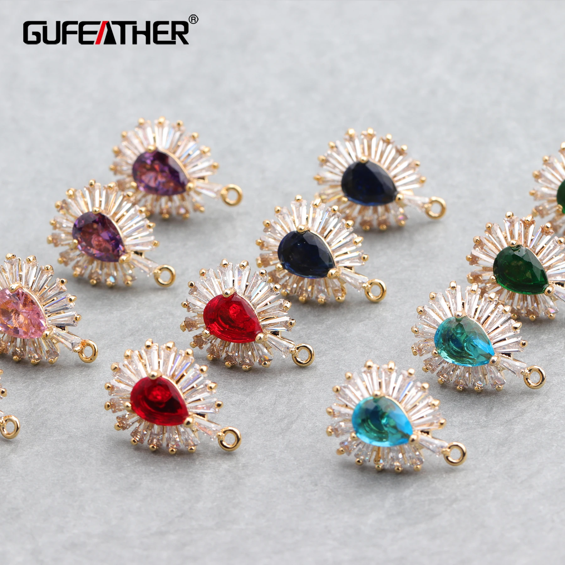 

GUFEATHER M671,jewelry accessories,studs earrings,18k gold plated,0.3 microns,zircon pendants,jewelry making,earrings,6pcs/lot