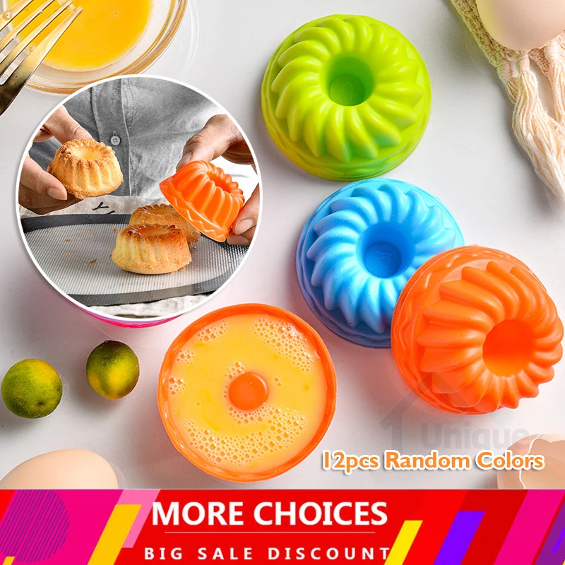 

New 4 Colors 12 pcs 3d Cake Cup Muffin Cases Cake Mold Household Baking Cake Silicone Mold DIY Liner Cupcake Paper Baking Cup