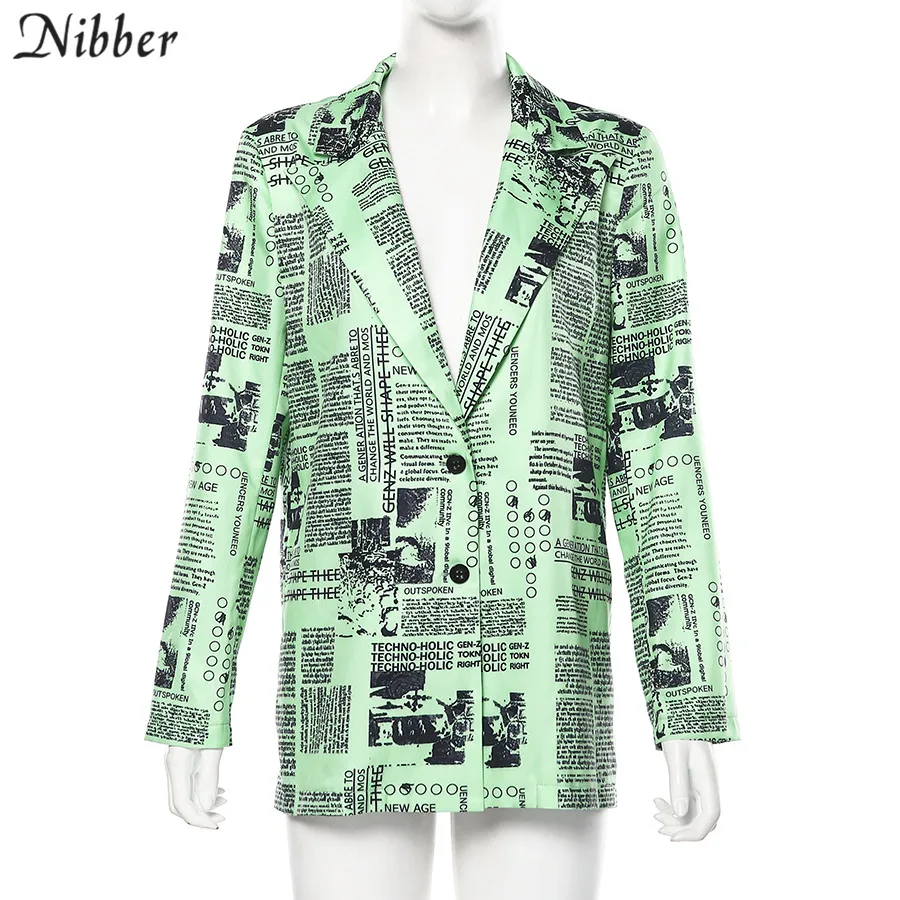 Nibber/осенне-зимнее пальто с газетным принтом; женская повседневная куртка с длинными рукавами и отложным воротником; сезон осень-зима; mujer