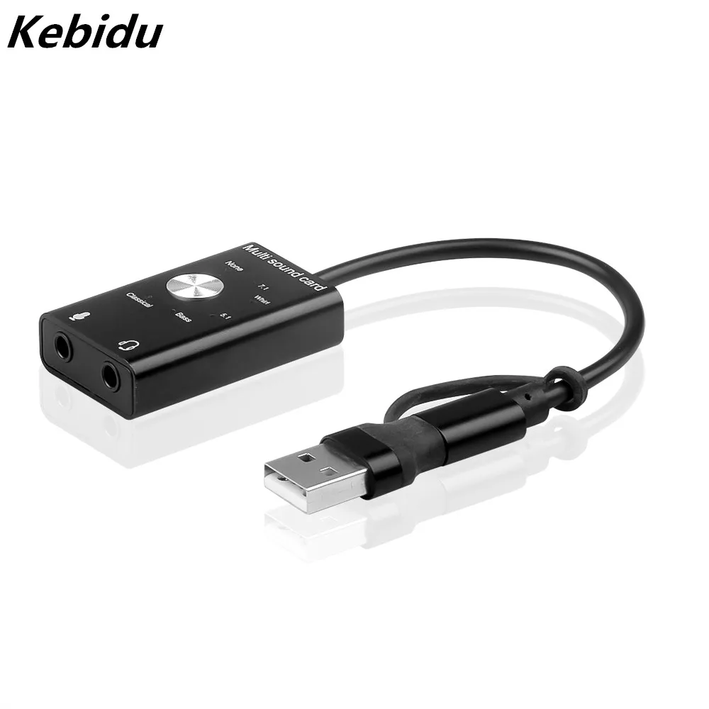 Kebidumei внешняя звуковая карта USB 2 0 Type C на 3 5 мм разъем для наушников микрофонный