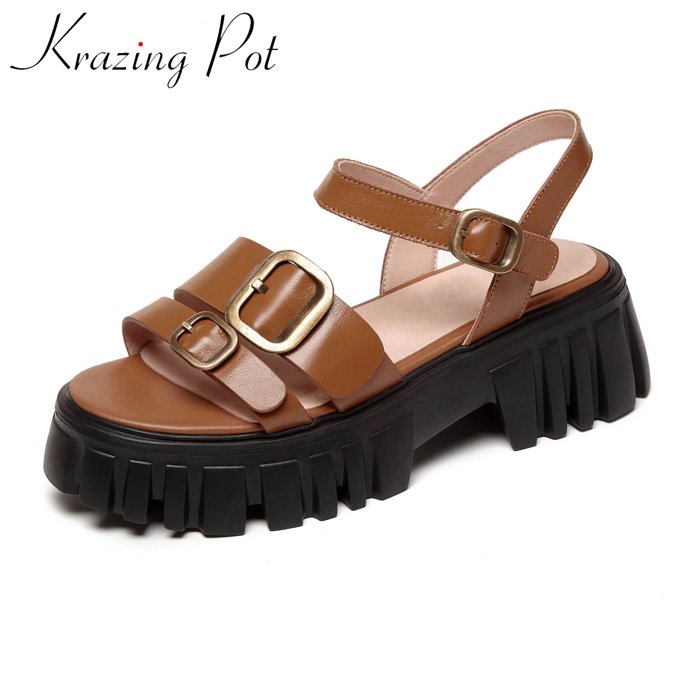 

Женские босоножки Krazing Pot из натуральной кожи на платформе, белые