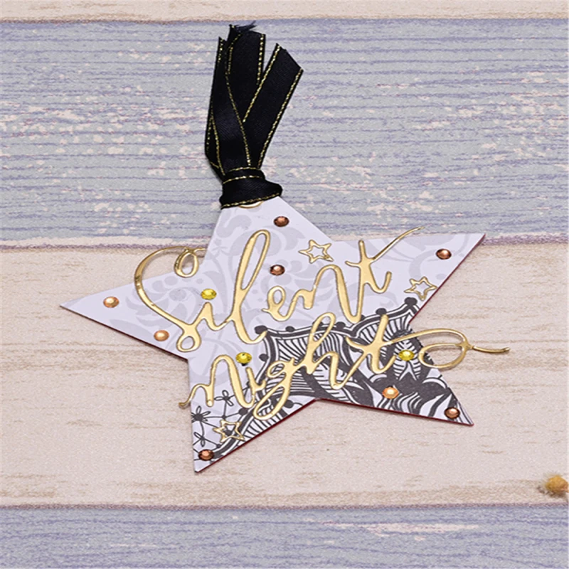 

YaMinSanNiO Silent Night Letter Metal Cutting Dies For Paper Card Making Scrapbooking Embossing Die Cut Stencil Home Decor Craft