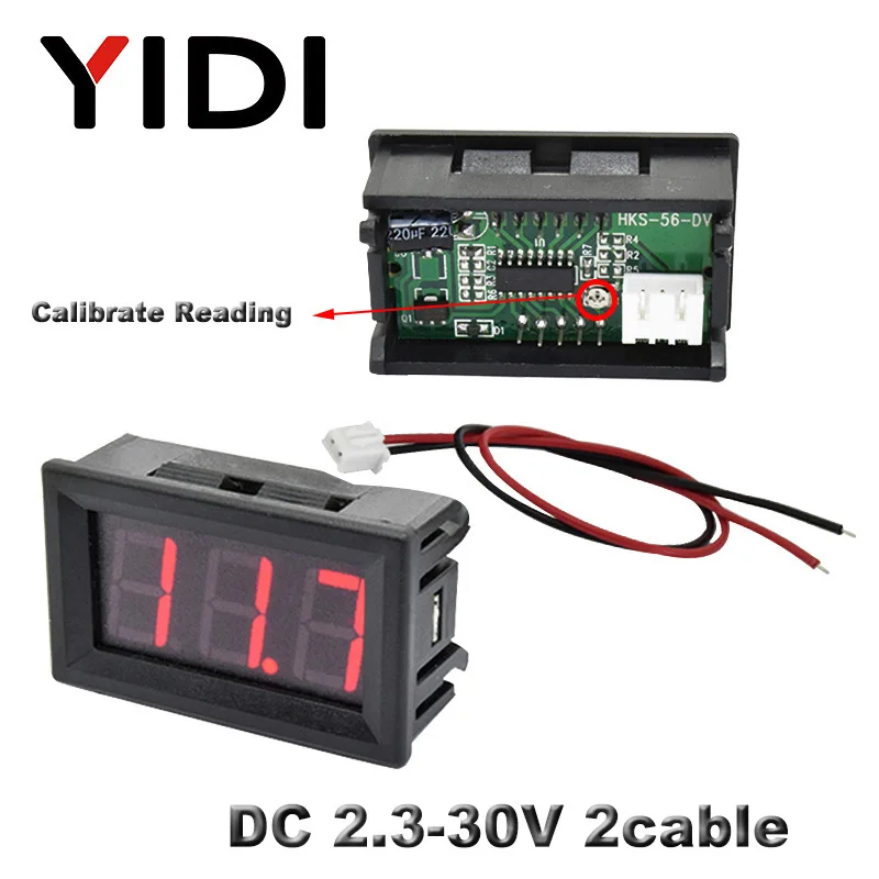 DC 2.3-30V(new) AC 30-500V AC 0-600V 0,56 ''Цифровой вольтметр калибровка чтения DC 3,5-30 V DC 0-100V красный зеленый синий отображение напряжения на светодиодном дисплее - Цвет: DC 2.3-30V(new)