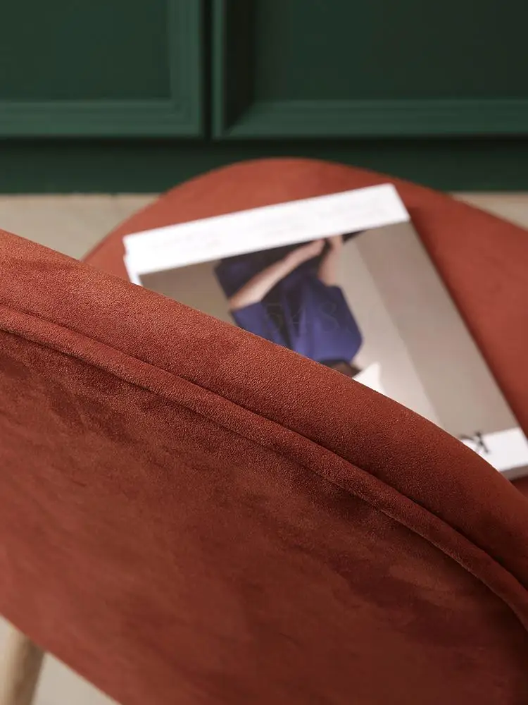 Скандинавский однотонный деревянный сетчатый красный стул для макияжа простой