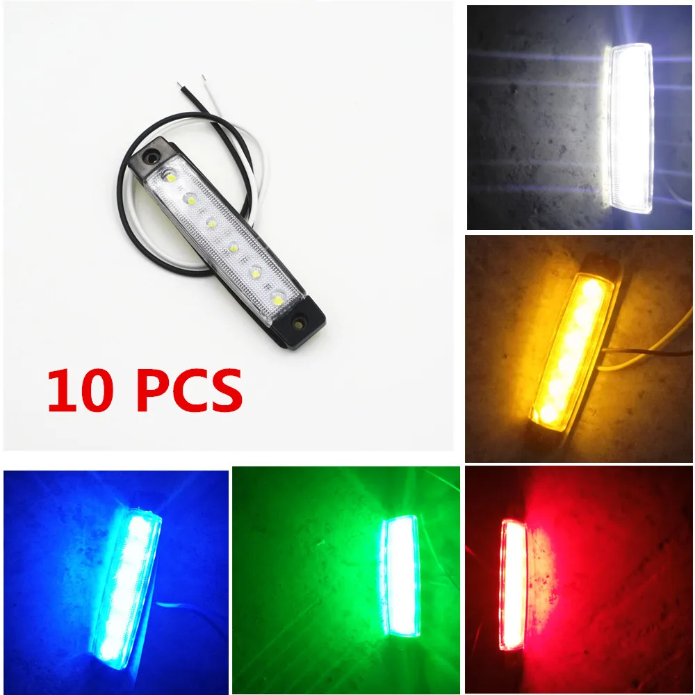 10 шт. 6 светодиодов красный белый зеленый синий желтый янтарный|6 led|trailer marker lampsside