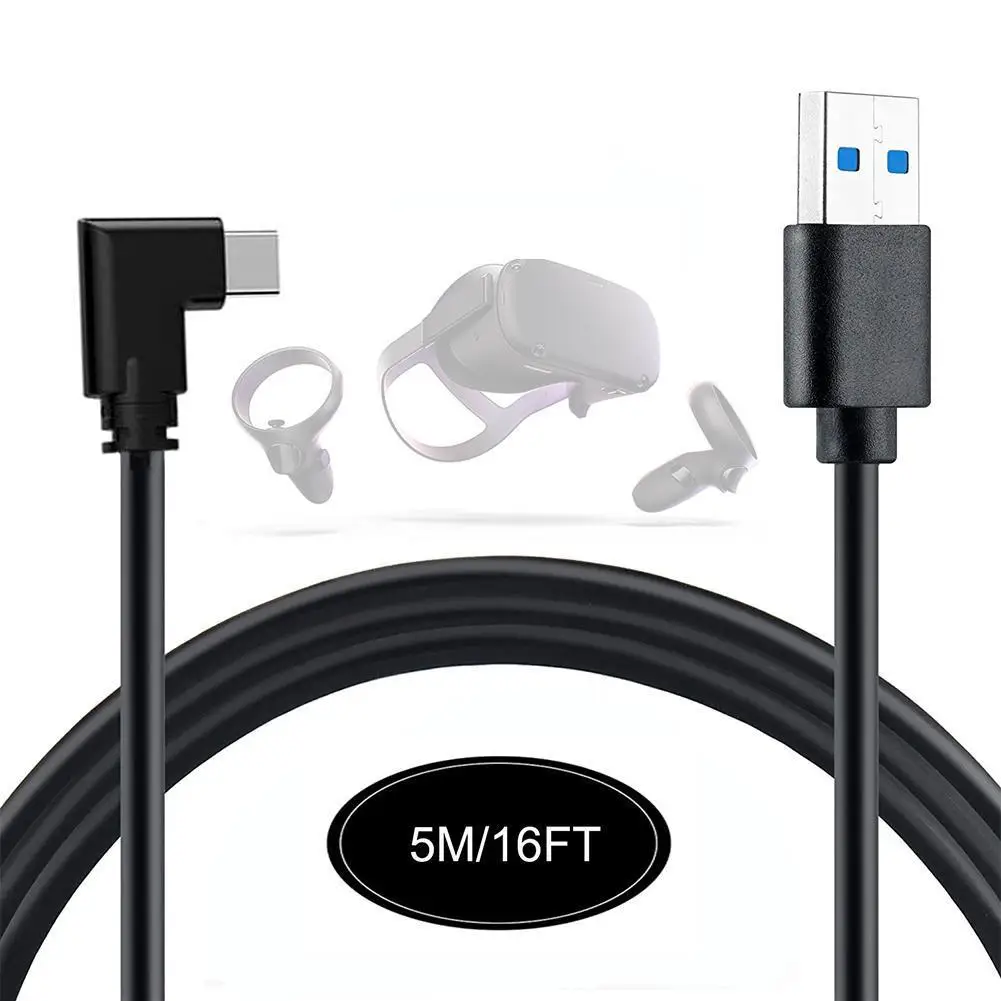 

USB-C Соединительный кабель для Oculus Quest 2 USB3.2 Совместимость с прямым углом Тип-c 3.2Gen1 Скорость передачи данных Быстрая зарядка