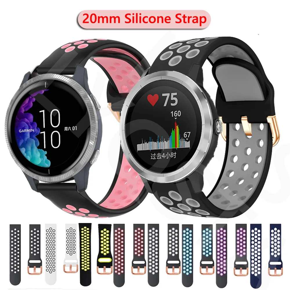 

Rose Gold Button Silicone Sports Wrist Strap WatchBand For Garmin Forerunner 245M/645/Vivoactive 3/Venu/Venu SQ Bracelet Correa