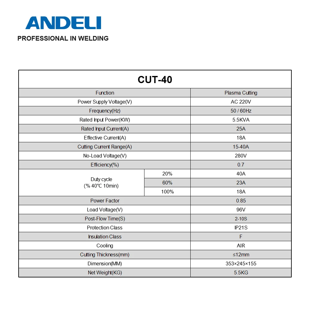 ANDELI Plasma Cutting Machine HF & Non-HF Cutter Smart Portable High Quality Metal Cutting Equipment IGBT Air Plasma Cut images - 6