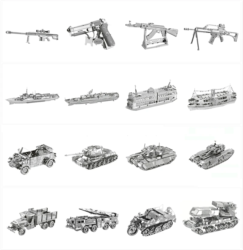 Металлический 3D пазл в виде военного танка корабля пистолета черный жемчуг