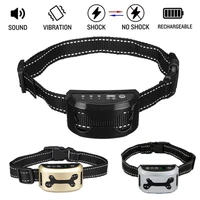 intelligent anti bark collar dog ultrasonic rechargeable waterproof traction collars vibration dog stop barking collar
