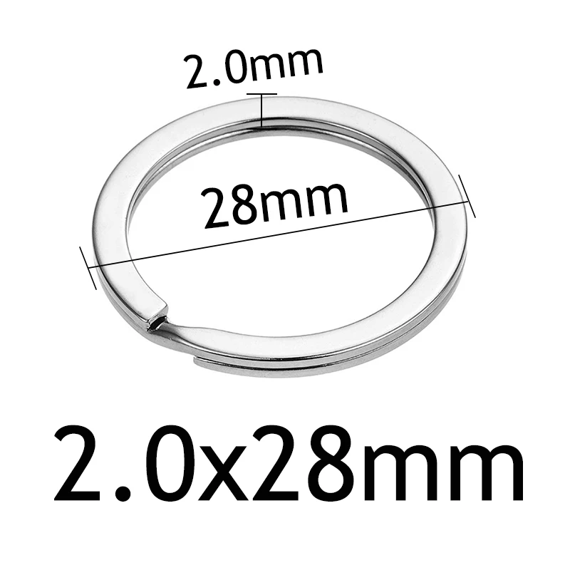 Flat 2.0x28mm 10 шт./лот Нержавеющая сталь Отверстие Ключ Брелок для ключей 20/23/25/28/30/33/35 мм Для женщин Сталь круглый Разделение милый брелок подарки для Для мужчин - Цвет: Flat 2.0x28mm