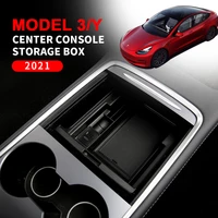 for tesla model 3 y 2021 abs car central control storage box armrest organizer sliding usb charging auto interior accessories