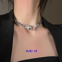 ererins wind titanium steel silver high class necklace collar party holiday girls gift cool clavicle chain design sense jewelry