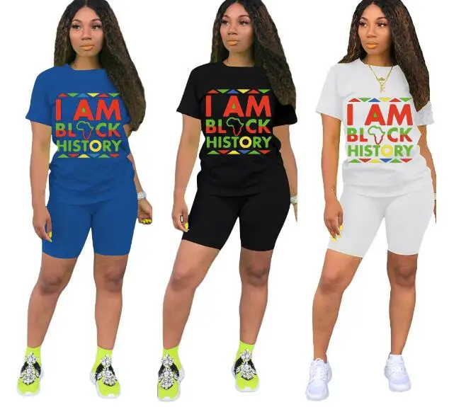 Женская спортивная одежда из 2 предметов Повседневная модная хлопковая Футболка