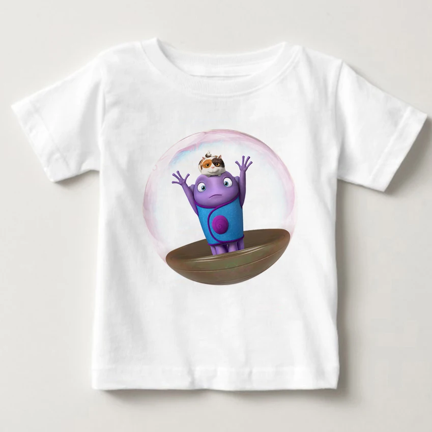 

Summer Cotton 3T-8T Children Short Sleeved Shirt Funny Aliens Print Clothing Children Crazy Alien Clothes White T-shirt MJ