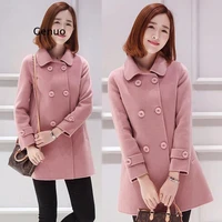 autumn winter new woolen coat womens mid length korean elegant slim wool overcoat female casual outerwear