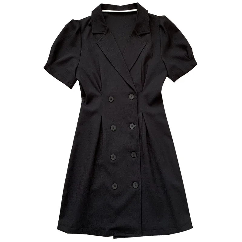 

Double-breasted V-neck Suit Dress Summer 2021 Women's Elegant Office Ladies Short Sleeve Mini Blazer Dress 168