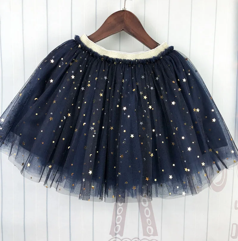 

Детские юбка-пачка для девочек кружевные юбки с изображением ясного звездного блестки многослойная Короткая юбка для маленьких принцесс В...