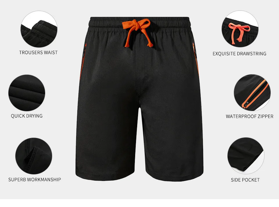 

Mens Quick Dry Shorts Casual Contrasting Color Shorts Zipper Pocket Sports Joggers Drawstring Trunk Shorts Sweat Beach S-XXL