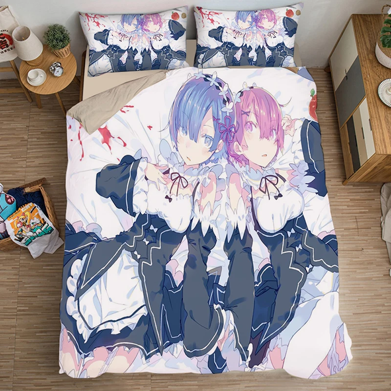 Комплект постельного белья с рисунком аниме Re:Life In A Different World From Zero пододеяльник Rem