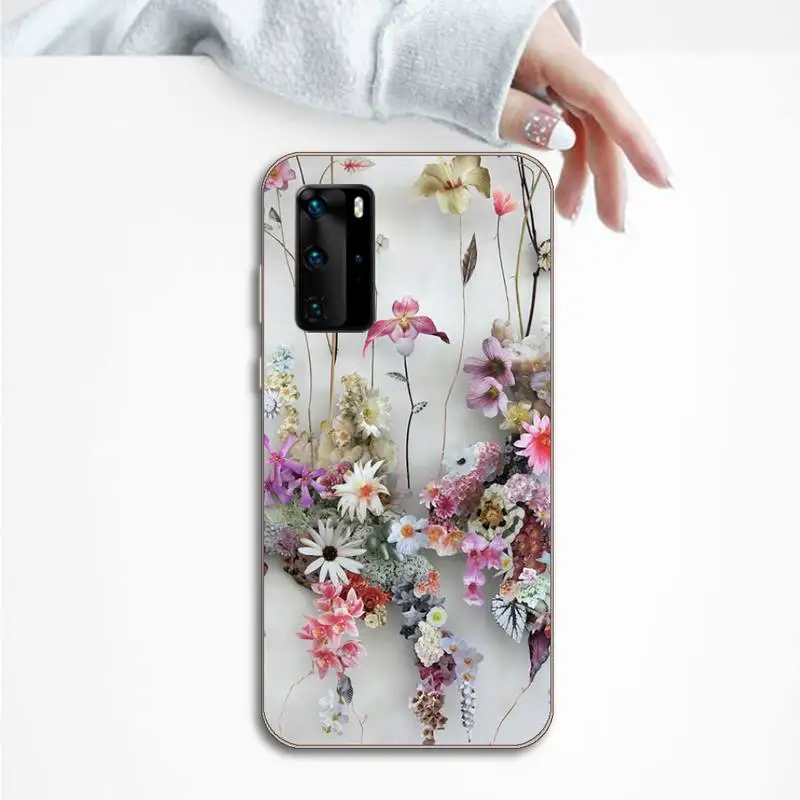 

Colorful Real Dry Flower Phone Case Transparent for Huawei P20 P30 P40 honor 8 10i P smart 2019 Samsung A71 A21S S10 20 plus