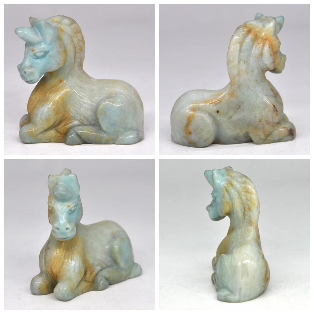 Статуя единорога натуральные камни резное украшение для комнаты исцеляющий