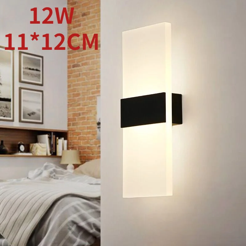 

12W Led Wall Light Bedroom Decor Light Nordic Home Corridor Wall Lamp Square Acrylic Bedroom Bedside Lamp Living Room Lights