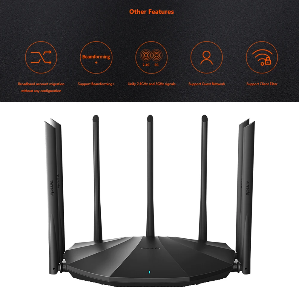 

Gigabit Dual Band WiFi Router Wireless Amplifier 2.4+5GHz Repeater Wider Coverage Network Extender with 7x 6dBi