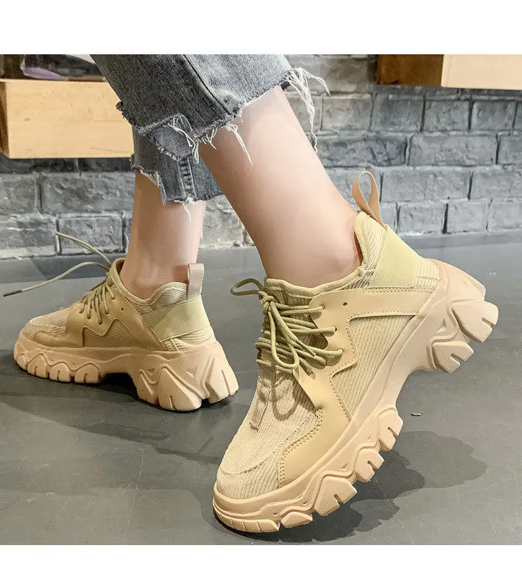 

platform sneakers women Spring High Platform Boots Women Thick Sole Shoes Wedge Sneakers Waterproof Breathable Casual Shoes
