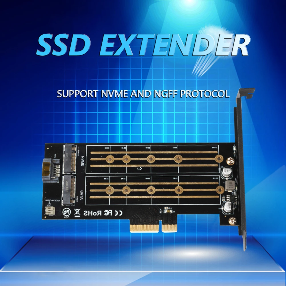 

Плата расширения SSD для настольного компьютера PCIE на M.2 NVME/NGFF, высокоскоростная двухслойная передающая карта, светодиодный расширитель SSD