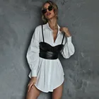 Жилет женский из искусственной кожи, пикантный однотонный укороченный топ на бретелях, модный жилет с открытой спиной из экокожи, топ-труба, черный цвет