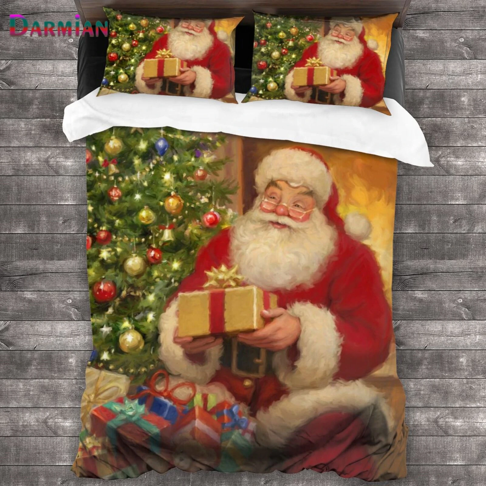 

DARMIAN Funny Santa Claus Print Bedding Set Custom Duvet Cover Bed Cover 3pcs/set Twin Single Size Bedding Set for Bedroom Decor