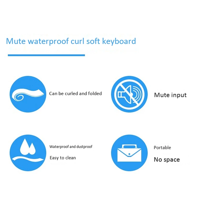 

Foldable Silicone Keyboard USB Wired Silicon Flexible Soft Waterproof Roll Up Silica Gel Keyboard for PC Laptop Notebook